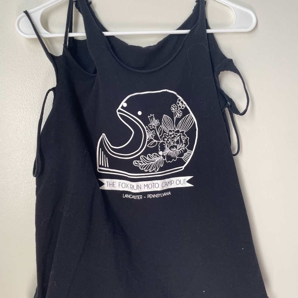 Black Graphic motorcycle helmet Tank Top